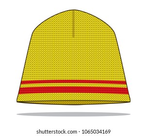 Blank Yellow Beanie Hat Folded Vector 