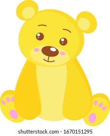 Yellow bear, illustration, vector on white background.