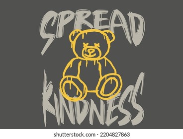 YELLOW BEAR love yourself pink bear vector design Urban graffiti street art typography inspirational slogan print for graphic tee t shirt or sweatshirt - Vector grunge