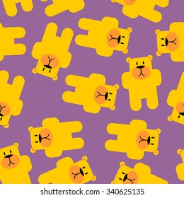 Yellow bear Marmalade seamless pattern. Yellow bear in purple jelly. Cute beast texture for baby tissue.
