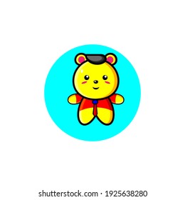 Yellow bear with tie illustration design