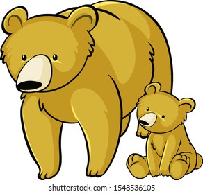 Yellow bears on white background illustration