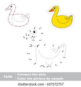 Yellow Beautiful Duck. Dot to dot educational game for kids.