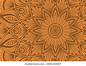 Yellow beautiful pattern mandala decoration background. vector illustration.