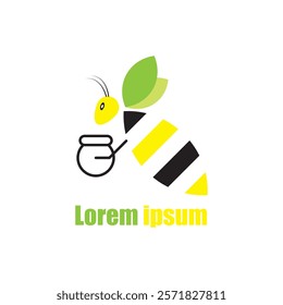
Yellow bee carrying a honey bucket logo