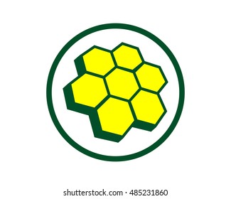 yellow bee hives shape image vector icon