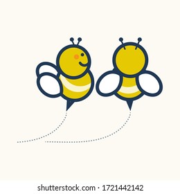 Yellow bee illustrations vector template.