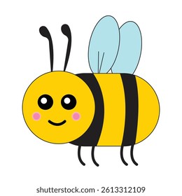 A yellow bee isolated on a white background