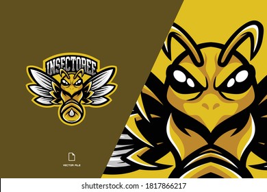 yellow bee mascot esport game logo for sport gaming team