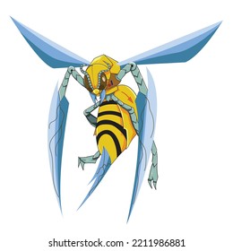 Yellow Bee Robot Vector Illustration