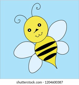 Yellow bee with smile.