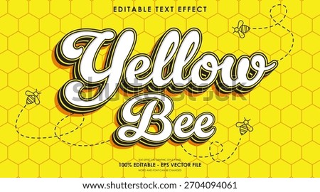 Yellow Bee text effect design on a yellow honeycomb background.