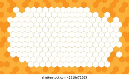 Yellow Beehive Hexagon Frame. Animals, nature insects and graphic design elements concept vector