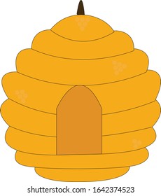 Yellow Beehive with Honey Combs