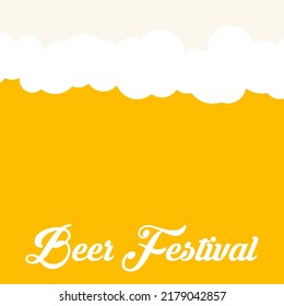 Yellow beer background. Oktoberfest, beer festival. Beer foam. Flat vector illustration.