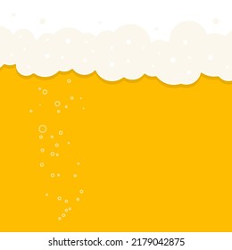 Yellow beer background. Oktoberfest, beer festival. Beer foam. Flat vector illustration.