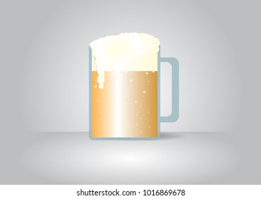 Yellow beer mug with foam on glass vector 
