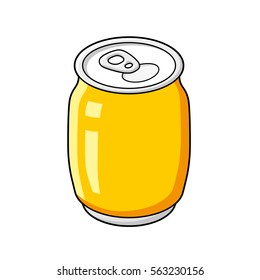 Yellow beer or soda soft drink can isolated.