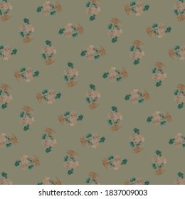 
Yellow begonia flower, painted with watercolors on a light brown background, vector pattern, handmade, suitable for fabric, paper, textile, decor