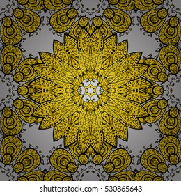 Yellow, beige, brown, white, mandalas. Vector illustration.