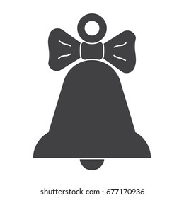 Yellow bell with bow, black vector silhouette