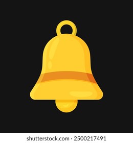 Yellow bell flat vector illustration isolated on black background