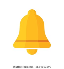 Yellow bell flat vector illustration isolated on black background