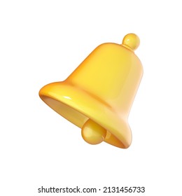 Yellow bell icon in cartoon 3d style. Bell notification. Icon in cartoon design isolated on white background. Vector illustration