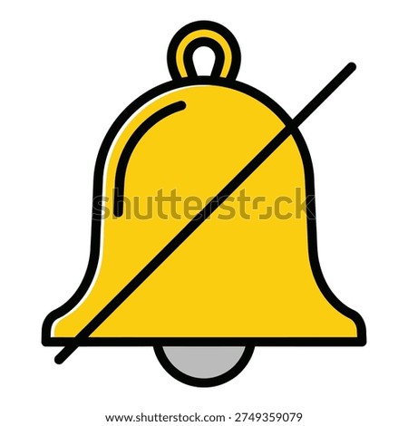 Yellow bell icon with diagonal line through it symbolizing do not disturb or mute notification icon