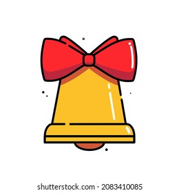 ilustración de icono de campana amarilla con cinta vectorial sobre fondo blanco para logotipo, web, presentación, icono, etc
