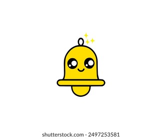 Yellow bell isolated on a white background. Alarm, bell, cartoon, chat, communication, concept, decorative, design, element, graphic, icon, illustration, notification icon, object and vector.