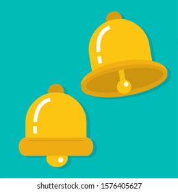 yellow bell isolated vector illustration icon in flat style