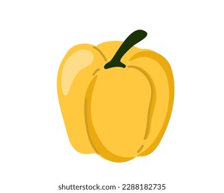 Yellow bell pepper isolated on white background. Vector illustration