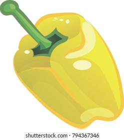 Yellow Bell Pepper Isolated on White Background, Vegetables Sweet Pepper vector illustration