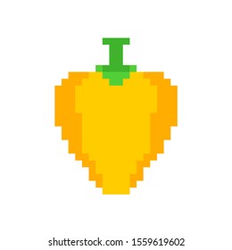 Yellow Bell pepper pixel art. 8 bit. Pixelate Vegetable. vector illustration