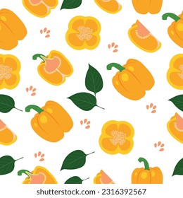 Yellow bell pepper. Seamless Pepper pattern