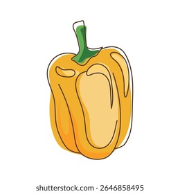 Pimenta de sino amarelo com destaques simples e haste verde em estilo de desenho animado plano isolado no fundo branco