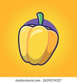 Yellow Bell Pepper Vector Illustration Cartoonish Design