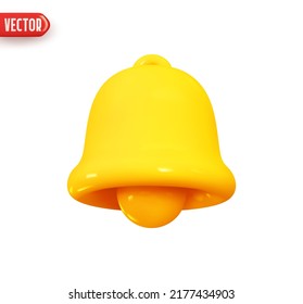 Gelbe Glocke. Realistisches 3D-Design-Element In Plastik Cartoon Stil. Symbol einzeln auf weißem Hintergrund. Vektorgrafik