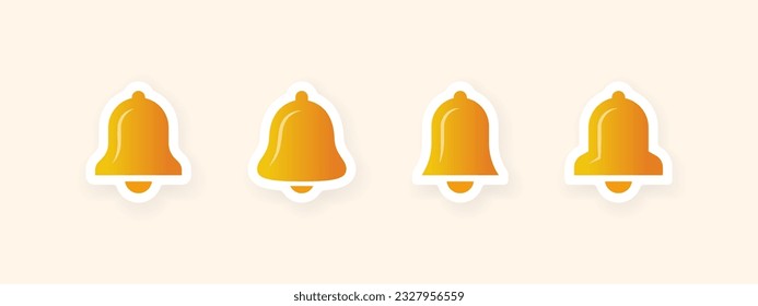 Yellow bells icons. Notification bell icons stickers. Vector scalable graphics