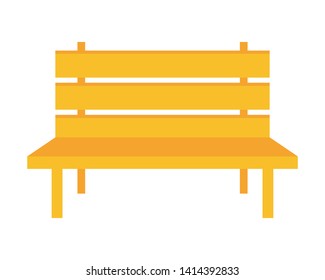 yellow bench park on white background vector illustration