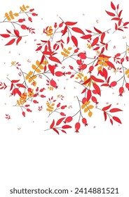 Vector blanco de fondo de bayas amarillas. Deja la plantilla escolar. Contorno de hierba verde. Juego De Madera. Foliage Noviembre.