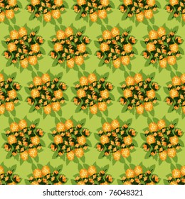 Yellow berries of a raspberry wreaths a seamless background