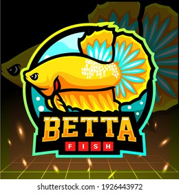 Yellow betta fish mascot. esport logo design