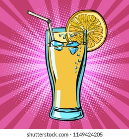 Yellow beverage juice Lemonade with lemon. Comic cartoon pop art retro vector illustration drawing