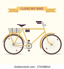 yellow bicycle with a basket