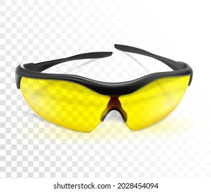 Gafas de bicicleta amarillas. Ilustración vectorial en un fondo transparente.