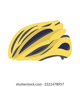 Yellow bicycle helmet in flat design. Protection headwear for biking. Vector illustration isolated.