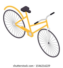 Yellow bicycle icon. Isometric of yellow bicycle vector icon for web design isolated on white background