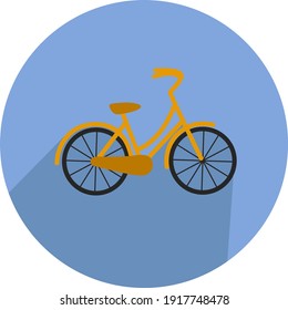 Bicicleta amarela, ilustração, vetor sobre fundo branco.